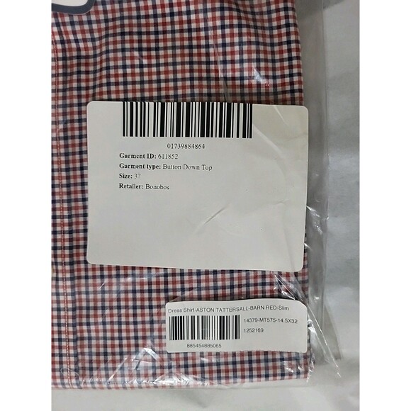 Bonobo Wear Mens Patriotic Plaid Button-Up Shirt Red Blue College 37in Chest New - Picture 2 of 8